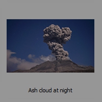 Ash cloud at night